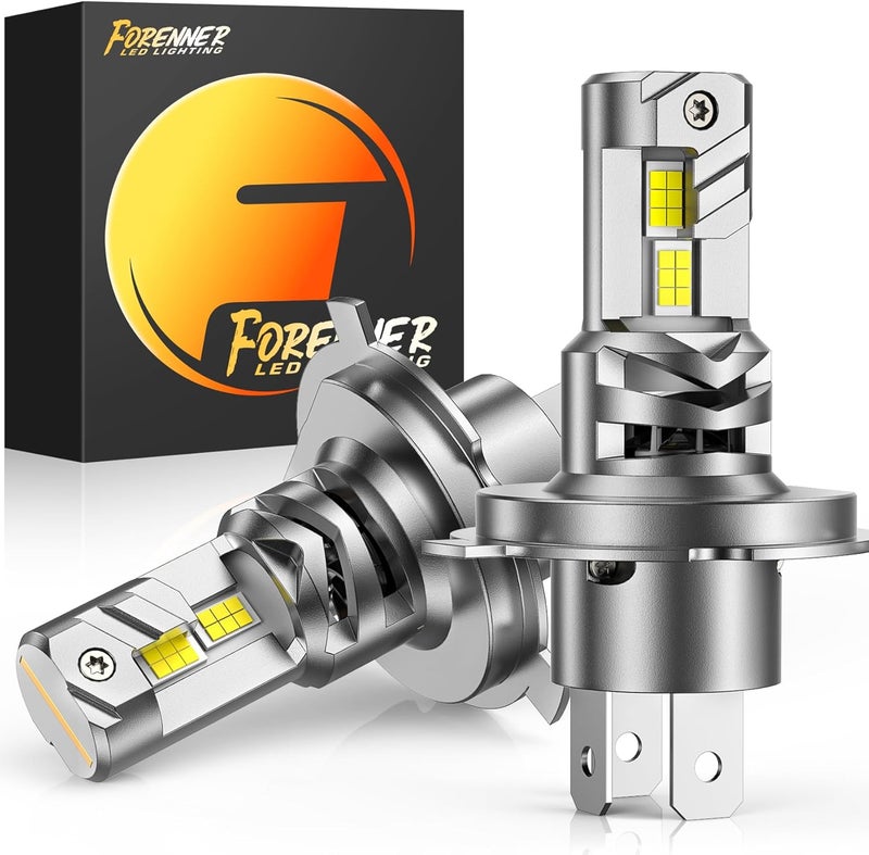 forenner H4 Light Bulb, 800% Super Bright 6500K Cool White, Real 1:1 Design, 9003 Fog Light bulbs with Turbofan, 50000 Hrs Long Service Life, Plug and Play, IP68 Waterproof, Pack of 2 - Image 1